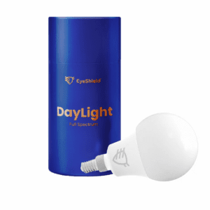 żarówka E14 Full Spectrum z niebieskim opakowaniem produktowym