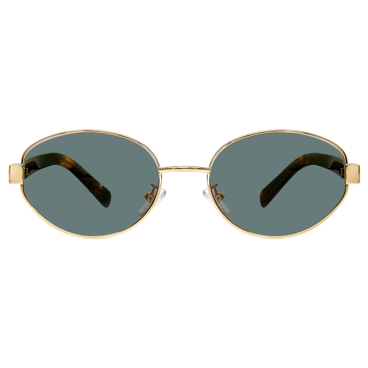 złote okulary słoneczne z szyrkletowym zausznikiem